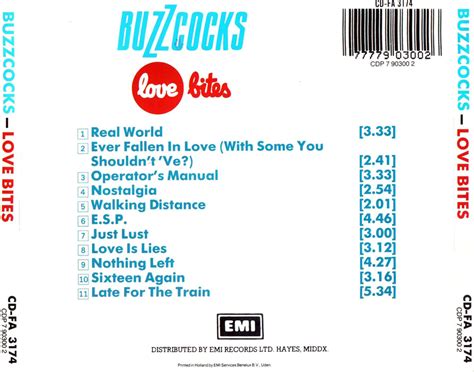 Carátula Trasera De Buzzcocks Love Bites Portada