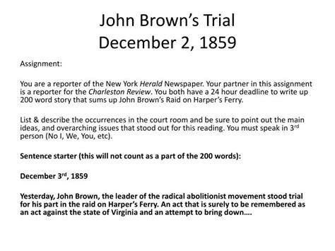 PPT - John Brown’s Trial December 2, 1859 PowerPoint Presentation, free ...