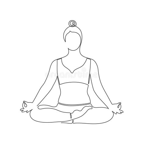 Yoga Girl One Line Art Hand Drawn Continuous Contour Lotus Position