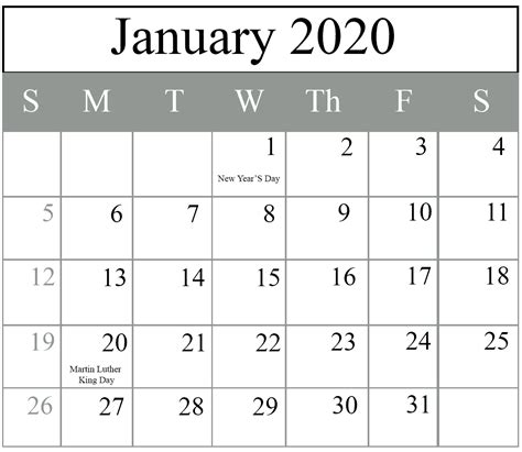 How To Schedule Your Month With January 2020 Printable Calendar | HowToWiki