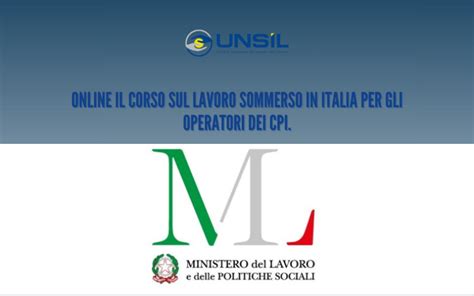 Online Il Corso Sul Lavoro Sommerso In Italia Per Gli Operatori Dei Cpi