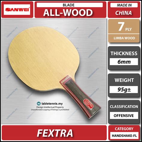 Sanwei Blade Fextra FL All Wood Table Tennis Blade Paddle Racket Ping ...