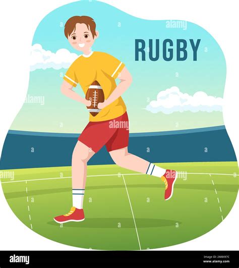 Jugador De Rugby Corriendo Ilustraci N Con Una Pelota En El Deporte Del