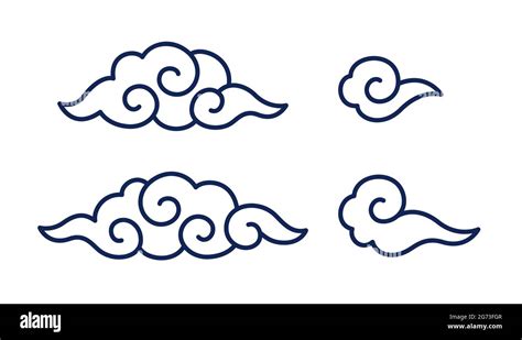 Traditional Chinese Or Japanese Clouds With Spiral Swirls Oriental