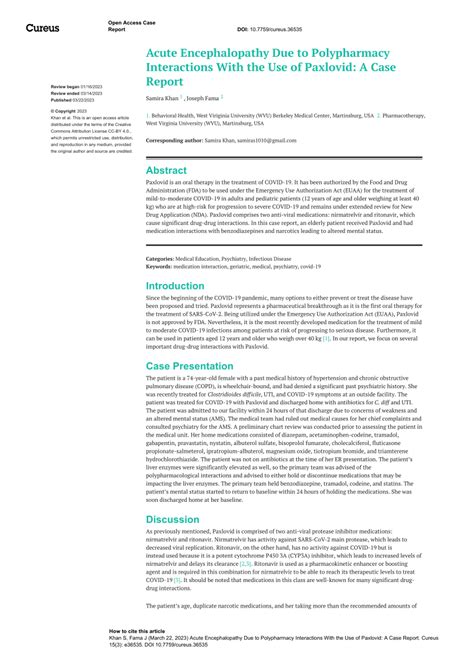 Pdf Acute Encephalopathy Due To Polypharmacy Interactions With The