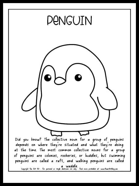 Baby Penguin Coloring Page FREE Printable - The Art Kit