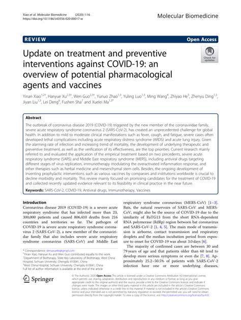 (PDF) Update on treatment and preventive interventions against COVID-19 ...