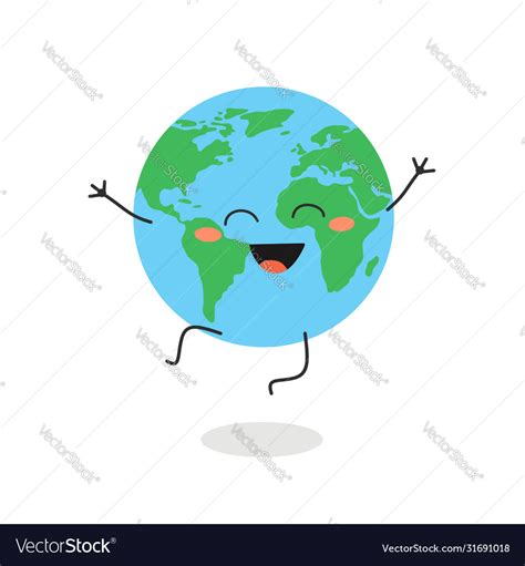 Happy Cartoon Earth Planet Character Royalty Free Vector