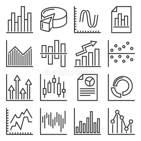 Icônes De Diagrammes Et Graphiques Fixées Sur Le Fond Blanc Ligne