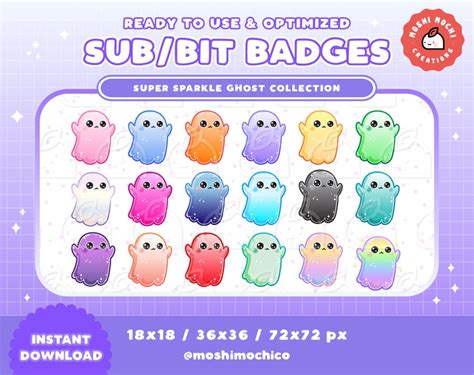 Cute Ghost Twitch Sub Badges Bit Badge Pack Emotes Etsy