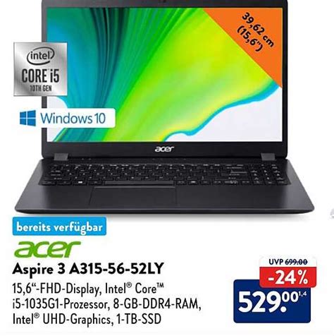 Acer Aspire 3 A315-56-52ly Angebot bei ALDI Nord - 1Prospekte.de