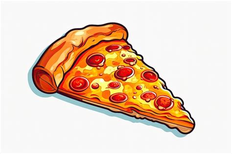 Fatia De Pizza Desenho - Um desenho de uma fatia de pizza com calabresa. | Foto Premium
