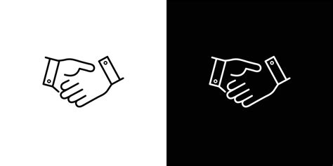 Handshake line icon, linear style pictogram isolated on white and black. Agreement, Shaking ...