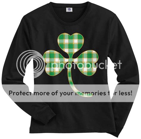 Plaid Shamrock Womens Long Sleeve T Shirt St Patricks Day Irish