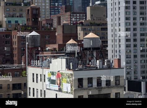 Roof Top With Water Tanks In NYC USA Stock Photo Alamy