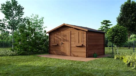 Abri de jardin en bois 12m2 4x3m Traité Ep 28mm Couleur marron