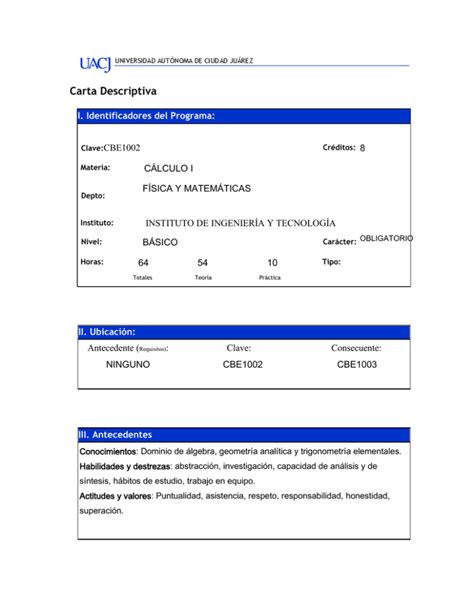 Carta Descriptiva