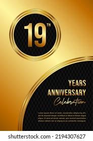 19th Anniversary Celebration Template Design Stock Vector (Royalty Free ...