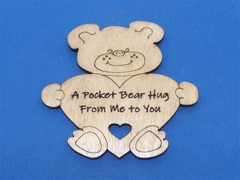 Pocket Bear Hugs Lockdown Wooden Ts Token Heart Bear Hug Etsy