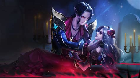 Cecilion And Carmilla Mobile Legends Couple Blue Red Luminos Game