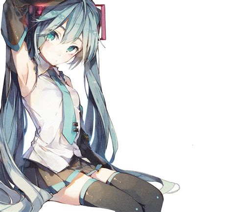 Anime Anime Girls Vocaloid Hatsune Miku Thigh Highs Painting Wallpaper