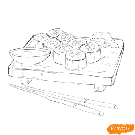 Как нарисовать роллы и суши поэтапно 8 уроков