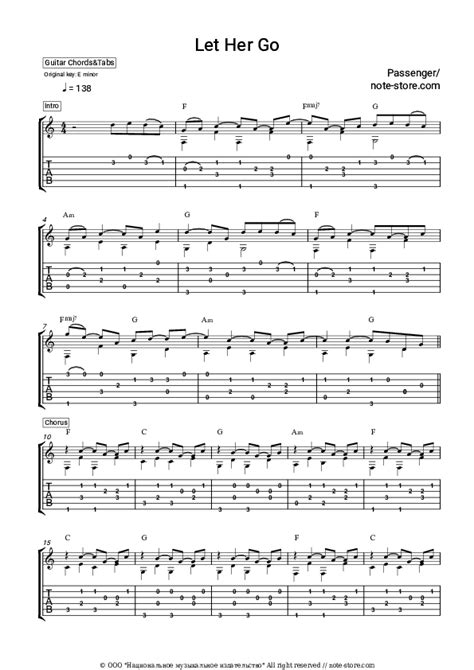 Let Her Go Chords And Tabs Passenger In Note Store Guitar Chords