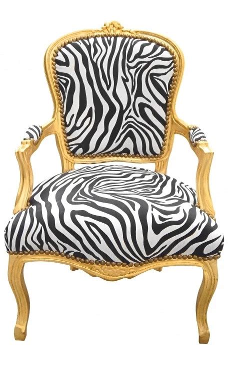 Fauteuil Baroque De Style Louis Xv Tissu Zebre Et Bois Dor