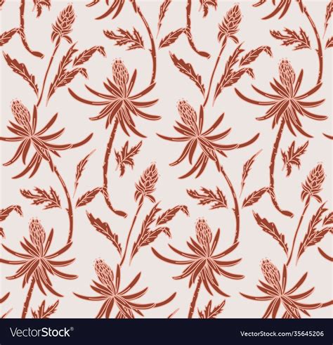 Floral Pattern Nude Pink Flower Seamless Light Vector Image