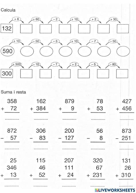 Sumes I Restes Portant Activity Math Work Workbook Worksheets