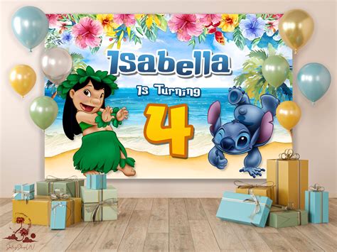 Lilo Stitch Birthday Backdrop, Lilo Stitch Birthday Invitation, Lilo ...