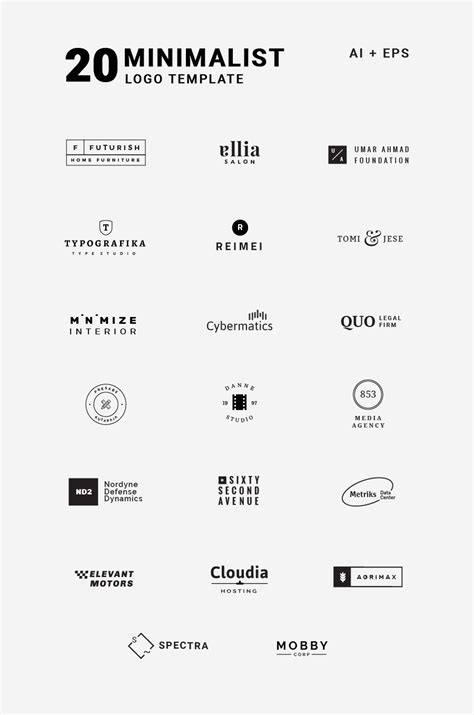 Set Of 20 Minimal Free Vector Logo Templates - LTHEME