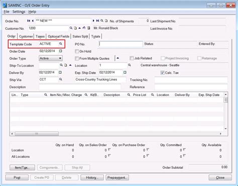 Template Feature For Order Entry In Sage 300 Erp Sage 300 Erp Tips