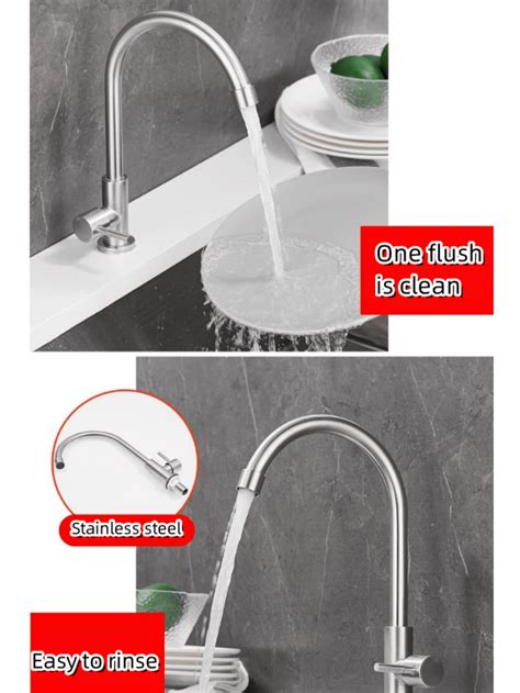 Grifo De Cocina Fría Único De Acero Inoxidable Para Lavabo De Manos