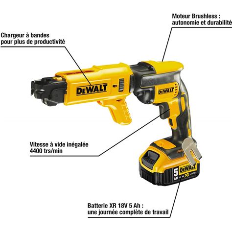 DeWalt Visseuse plaques de plâtre DCF620P2K 18V 5Ah Li ion 30Nm DeWalt