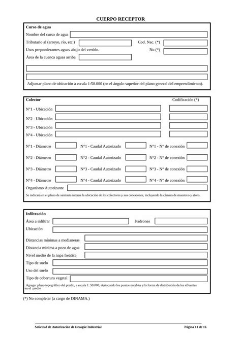 PDF SOLICITUD DE AUTORIZACION DE DESAGUE INDUSTRIAL Cuerpo Receptor