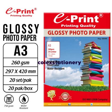 Jual Kertas Foto Glossy Glossy Photo Paper Anti Air Ukuran Besar A3