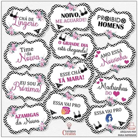 Plaquinhas Para Fotos Ch De Lingerie Arquivo Pdf Mercadolivre