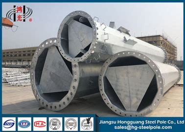 Tiang Baja Bulat Hot Dip Galvanis Dengan Mode Flange Untuk Transmisi Daya