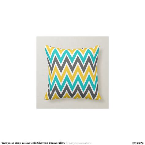 Turquoise Gray Yellow Gold Chevron Throw Pillow Zazzle