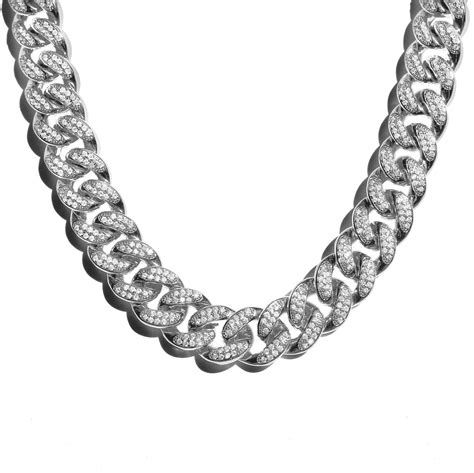 18mm Diamond Cuban Link Chain White Gold Hypediamonds