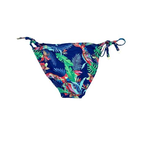 Sunseeker Womens Blue Floral Side Tie Hipster Bikini Bottoms Size 10