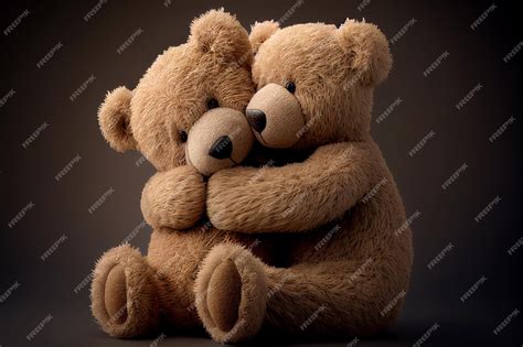 Premium Ai Image Two Teddy Bears Hugging Each Other One Has A Nose