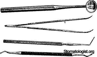 Осмотр причинного зуба. Инструменты для этой цели.