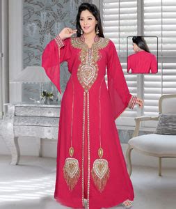 Red Faux Georgette Embroidered Readymade Kaftan