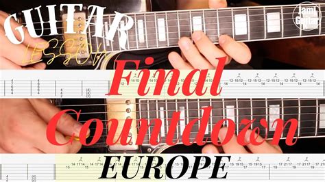 Final Countdown Europe Slow Guitar Solo Lesson With Tabs Youtube