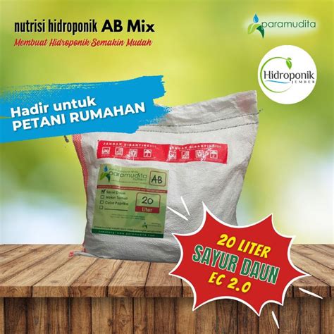 Jual Nutrisi Hidroponik AB MIX Sayuran Daun 20 Liter Paramudita