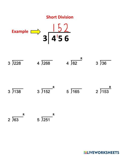 Free short division worksheet, Download Free short division worksheet ...