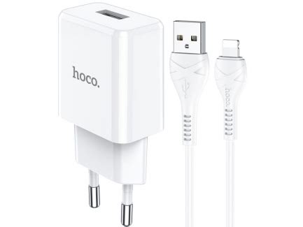 Incarcator Retea Cu Cablu Lightning Hoco W A X Usb A Alb