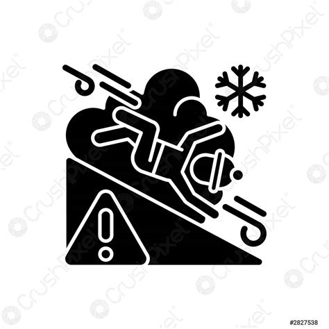 Signo De Advertencia De Avalancha Icono De Glifo Negro Vector De